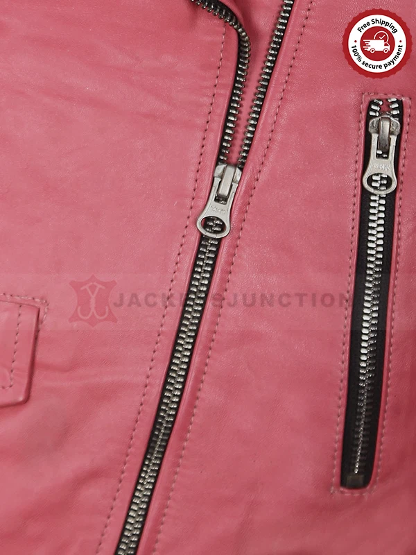 Womens Barbie Pink Leather Jacket