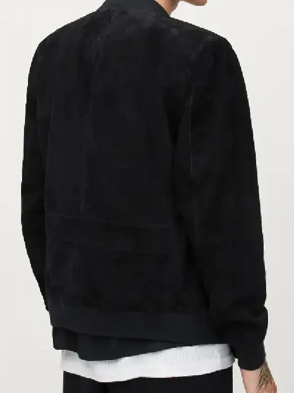 Mens Black Suede Bomber Jacket - Jackets Junction