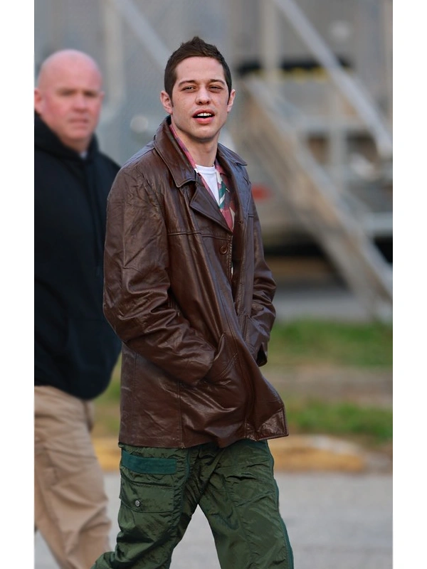 Bupkis 2023 Pete Davidson Brown Leather Jacket