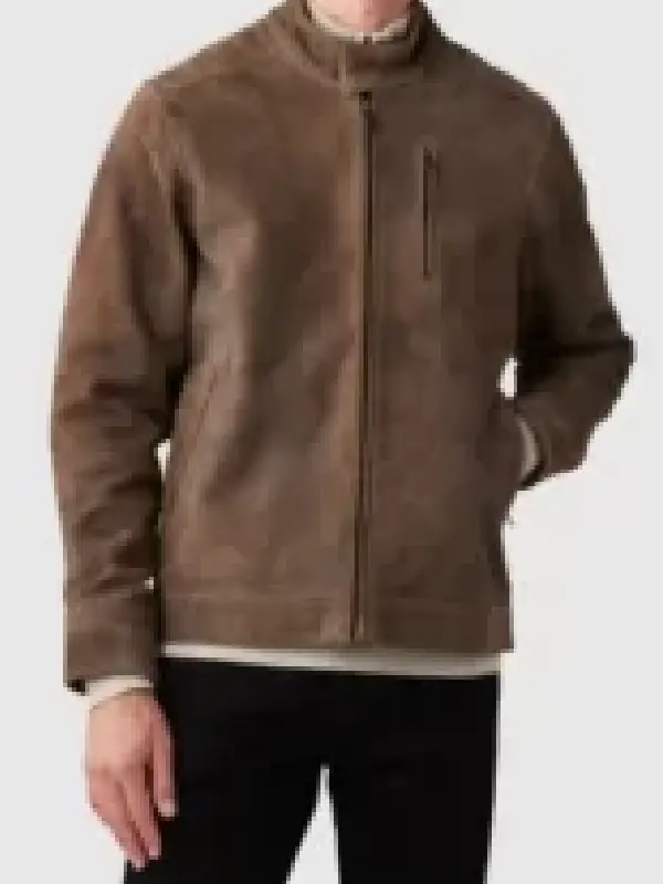 mens brown suede biker jacket