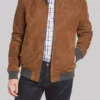 mens brown suede bomber jacket