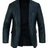 Black Luxurious Leather Blazer Men