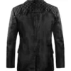 Black Quilted Style Leather Blazer for Mens