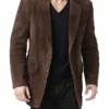 Chocolate Brown Suede Leather Blazer Mens