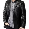 Jet Black Gentlemen Leather Blazer