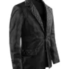 Mens Black Leather Quilted Blazer