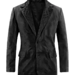 Mens Black Quilted Style Leather Blazer