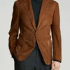 Mens Brown Classic Suede Leather Blazer