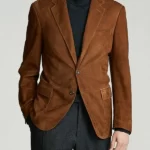 Mens Brown Classic Suede Leather Blazer