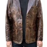 Mens Brown Vintage Leather Blazer