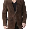 Mens Chocolate Brown Suede Leather Blazer