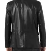 Three Button Leather Black Blazer for Mens