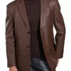 brown leather blazer jacket