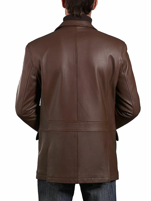 brown leather blazer jacket