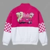 Barbie Checkered Pink and White Racing Bomber Jacket