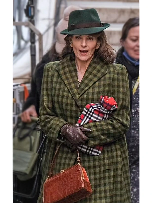 A Haunting In Venice Tina Fey Green Plaid Coat