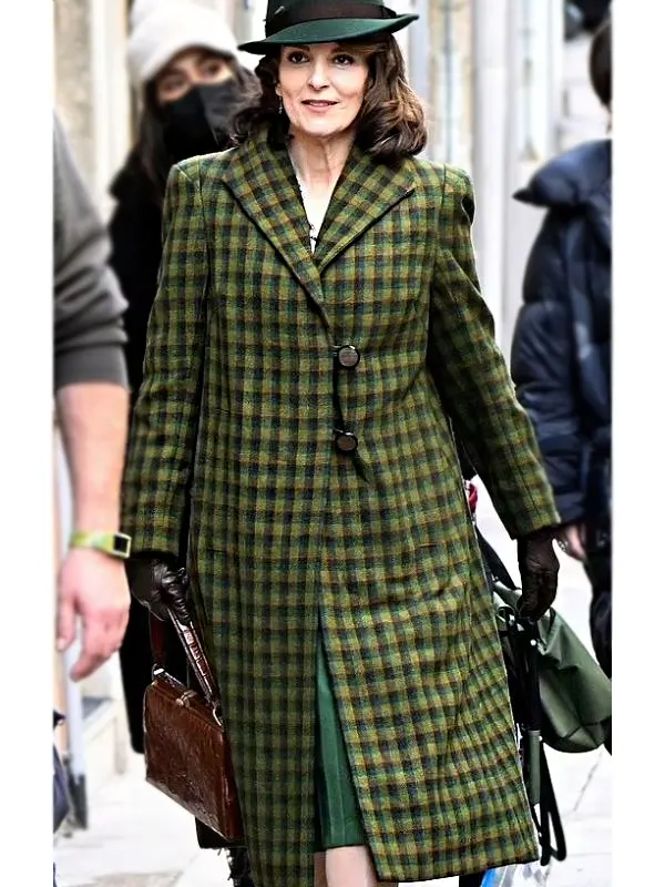 A Haunting In Venice Tina Fey Plaid Coat