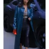 Kim Kardashian Blue Leather Coat