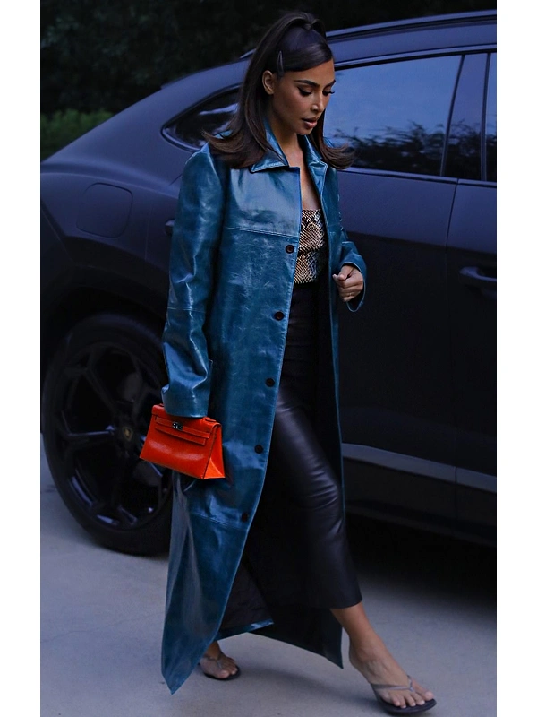 Kim Kardashian Blue Trench Coat