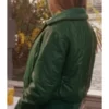 Sarah Jessica Parker Green Leather Bomber Jacket