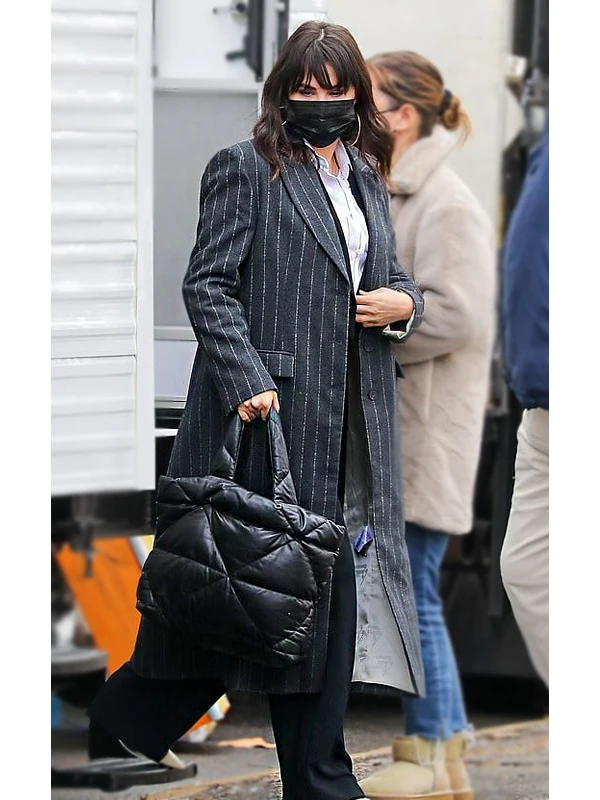 Selena Gomez Pinstripe Coat