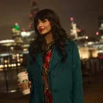 Love at First Sight Jameela Jamil Green Coat