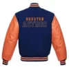 Men's Huston Astros Blue and Orange Letterman Varsity Jacket