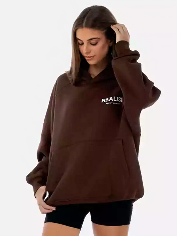 Realism Brown Oversized Hoodie