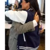 Robert Clack Meghan Markle Blue and White Letterman Jacket