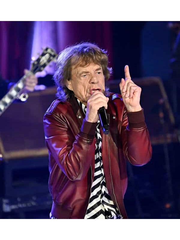 Rolling Stone Mick Jagger Leather Bomber Jacket