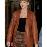 Taylor Swift Brown Leather Blazer