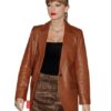 Taylor Swift Brown Leather Blazer Coat