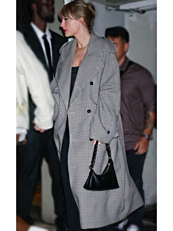 Taylor Swift Gray Plaid Trench Coat