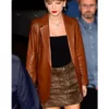 Taylor Swift Leather Brown Coat