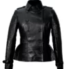 Women's Handmade Fashion Black Double Breasted Leather Jacket