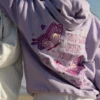 pink palm puff hoodie purple