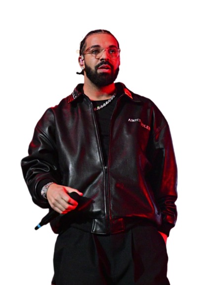 Drake Amici Violente Black Leather Bomber Jacket