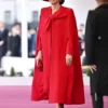 Horse Guard Parade Kate Middleton Red Bow Cape Coat