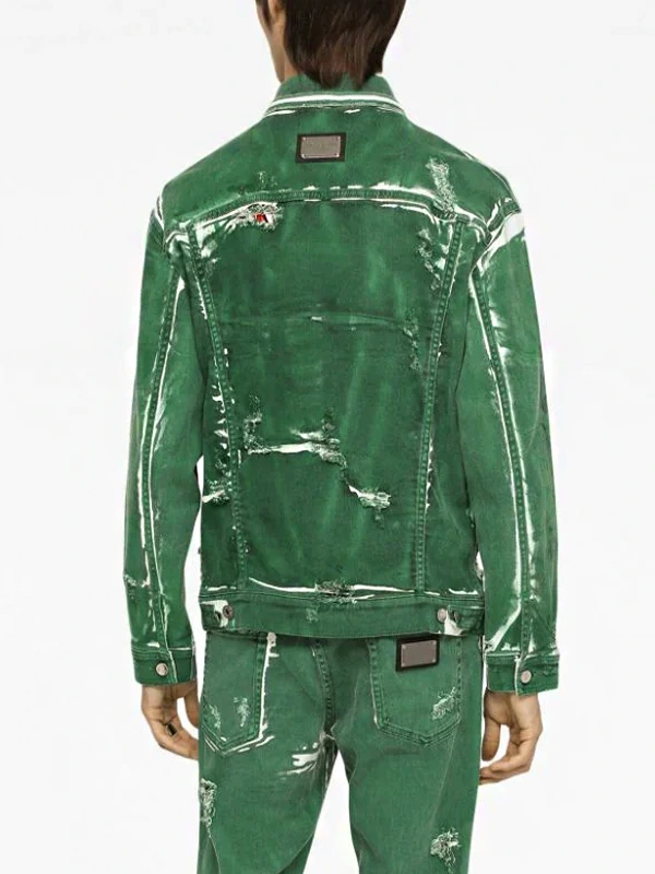 Joe Burrows distressed Green Denim Jacket