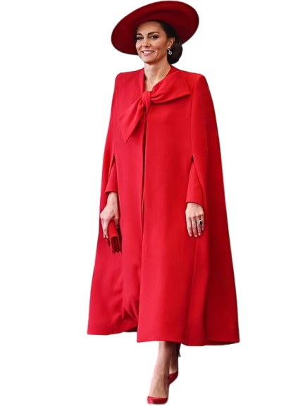 Kate Middleton Catherine Walker Red Cape Coat