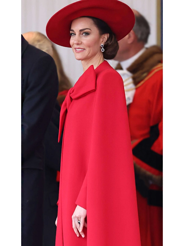 Kate Middleton Red Bow Cape Coat