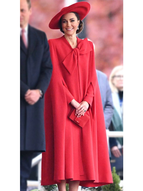 Kate Middleton Red Scarlet Catherine Walker Cape Coat