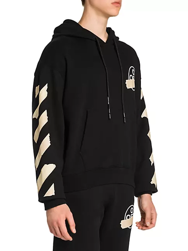 OFF-WHITE Tape Diag Arrows Black Pullover Hoodie