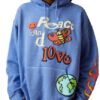 Peace And Love Blue Pullover Hoodie