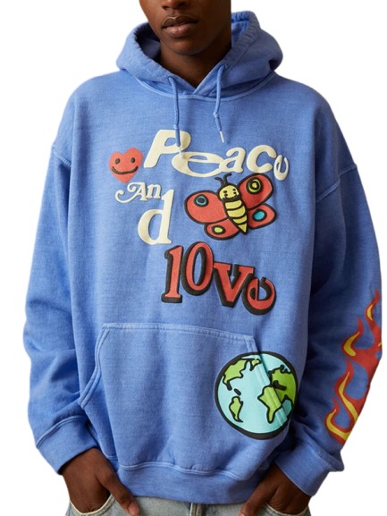 Peace And Love Blue Pullover Hoodie