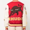 Rhude Red and White Varsity Jacket