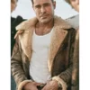 The Iron Claw Zac Efron Brown Shearling Leather Jacket