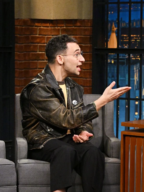 Distressed Leather Jacket Jack Antonoff