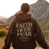 Faith Over Fear Brown Hoodie