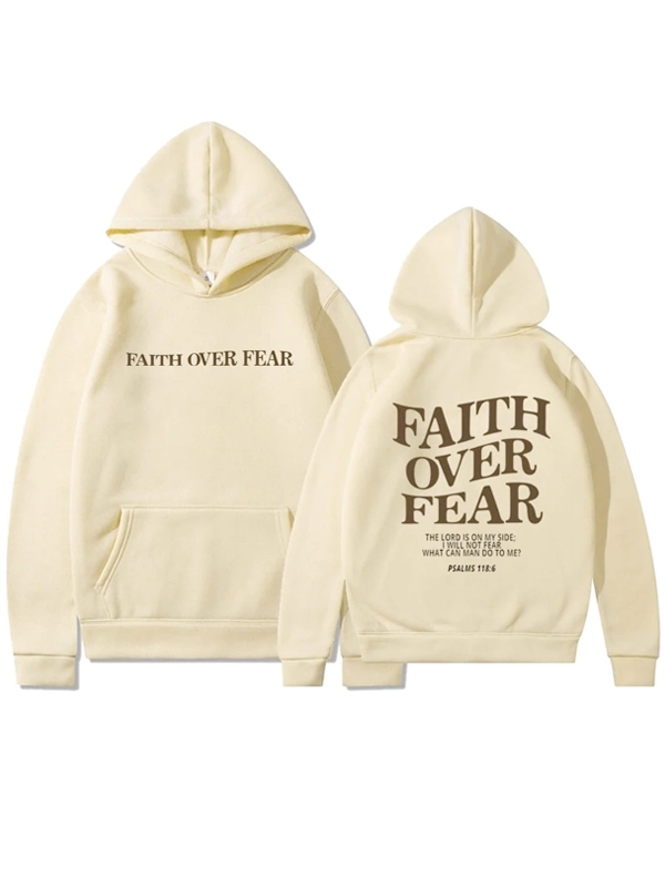 Oversized Unisex Faith Over Fear Hoodie Jackets Junction